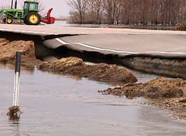 Damaged road near Wheaton