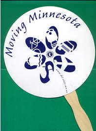 Paper fan with Moving MN logo