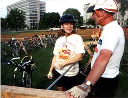 Man & woman with bikes on BBOP day