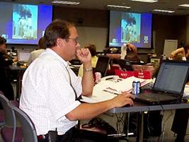 Man in emergency operations center
