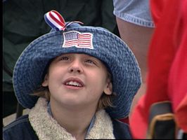Girl with American flag hat