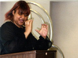 Woman using sign language