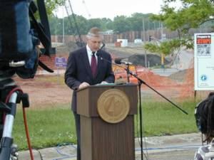 News conference near Hwy 100