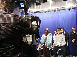 Kids in front of TV camera