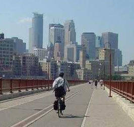 Biker heading to downtown Mpls