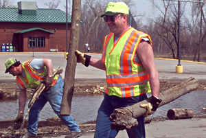  workers using work gloves