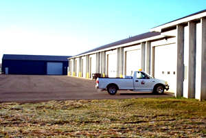 Truck in front of new building