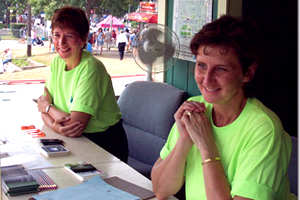 2 women at booth