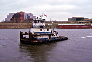 Tugboat on river