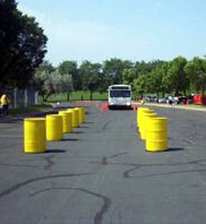 Bus maneuvering obstacle course