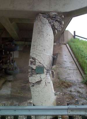 Damaged bridge pier