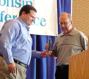 Man receiving award