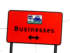 Orange highway sign
