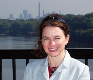 Woman on bridge