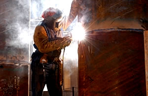 Bridge welder in silohuette