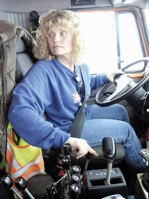 Woman driving truck