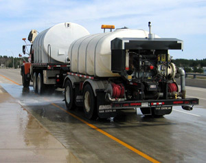 Truck flushing highway