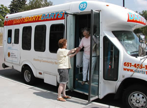 Person coming off bus
