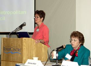 2 women giving presentation