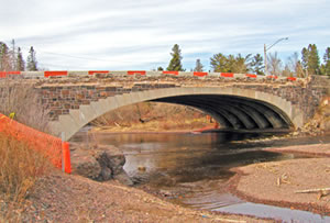 Damaged stone bridge