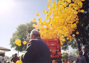 1000 baloons released at dedication of Highway 23.
