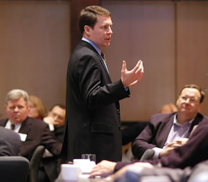 Speaker walking among audience members