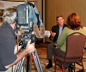 Man doing TV interview