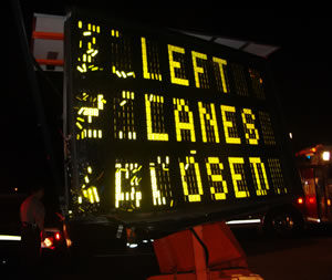 Damaged message sign