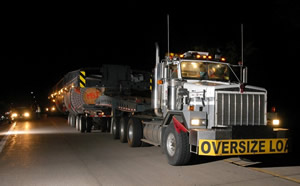 Truck pulling oversized load