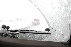 Snowplow view thru windshield