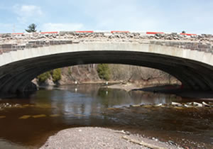 Damaged bridge facade