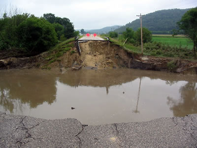 Bridge washed away