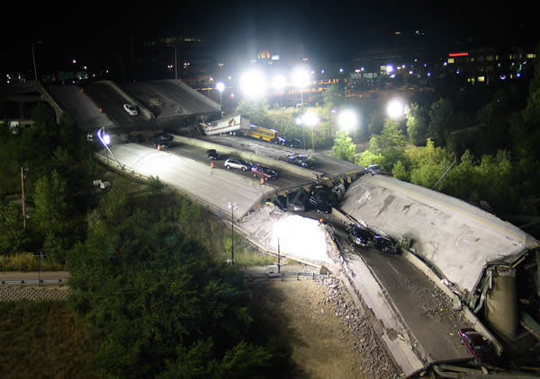 I-35w Mississippi River Bridge. Collapsed 35W bridge