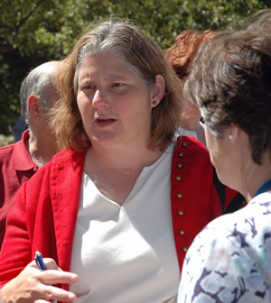 Woman at news conference