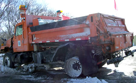 Damaged snowplow