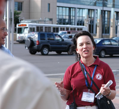 Woman leading outdoor tour