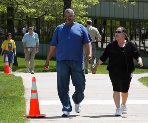 Man, woman walking