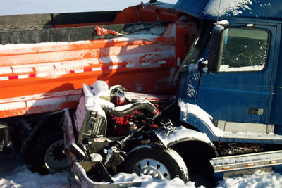 Semi crashed into snowplow