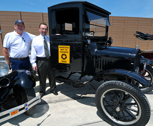 2 men & Model T truck