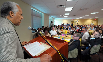 Man speaking to group