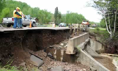 D1 road washed out roadway