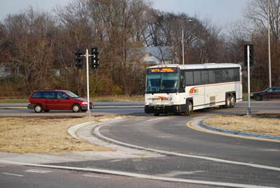 Bus turning in a buses-only lane