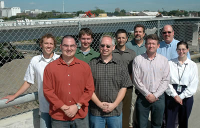 Group of people on bridge