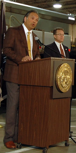 2 men at news conference