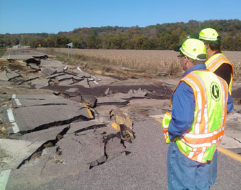 flood-damaged road