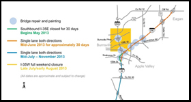 Map of 35E construction in Eagan