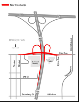 Map of Highway 169 construction at CR 30
