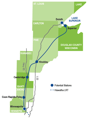 Proposed NLX train route