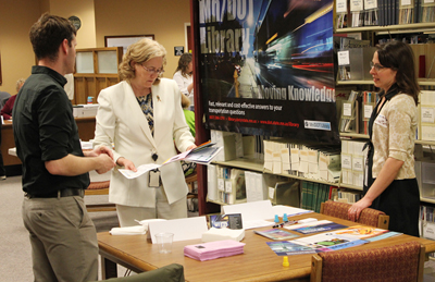 Sue Thompson checks out the MnDOT open house