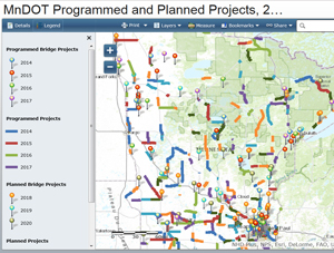 Graphic of a map created with the new MnMAP program.